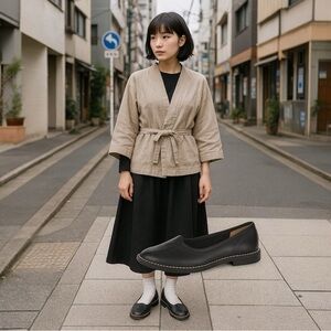 COMME DES GARCONS Homme Plus Leather Stitched Flats